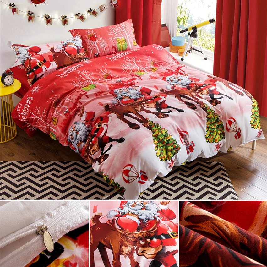 3D Christmas Bedding Set Duvet Cover Sets Queen Elegant Snowflake