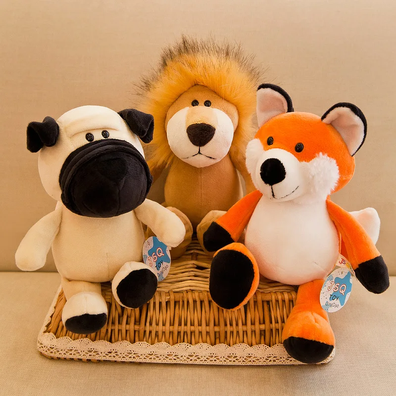 

25/35cm Cute Plush Animal Toy Fox Plush Raccoon Giraffe Orangutan Monkey Tiger Lion Elephant Dog Sweetheart Baby Gift