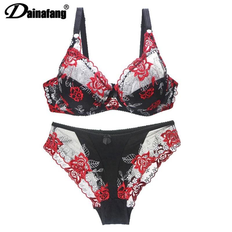 

32-40 ABC Cup Intimates Hollow out Lace Bra And Briefs France Sexy Women Ultra-thin Underwear Bra Set Sexy Lingerie Bra Up Sofe
