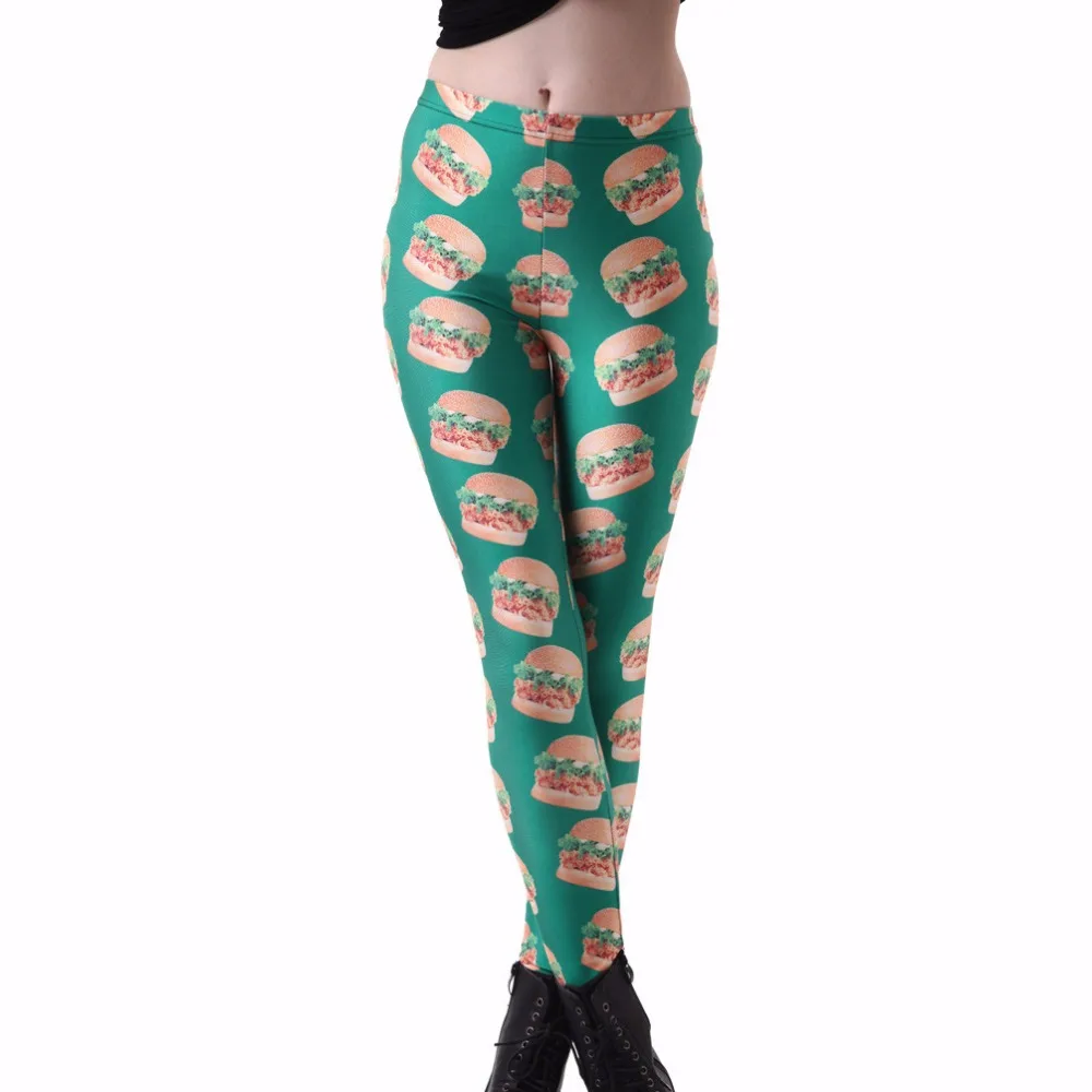 Drop Ship Fitness Legging Printed Women Hamburger Green Food Leggins