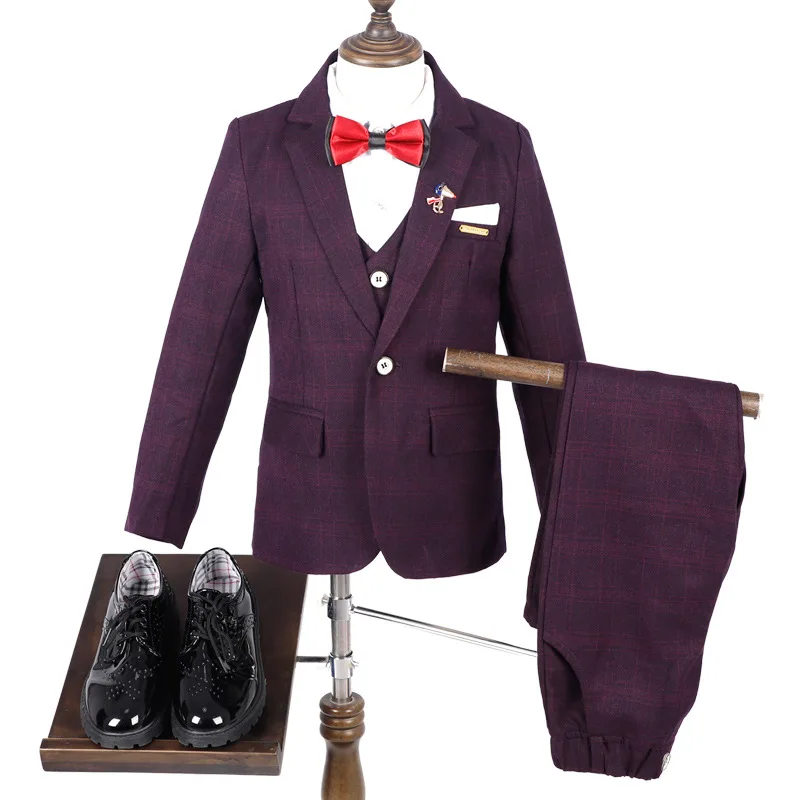 Формальный детский бархатный костюм; комплект одежды с цветочным узором для мальчиков; нарядное платье для выступлений на фортепиано; детский смокинг; жилет; брюки; рубашки