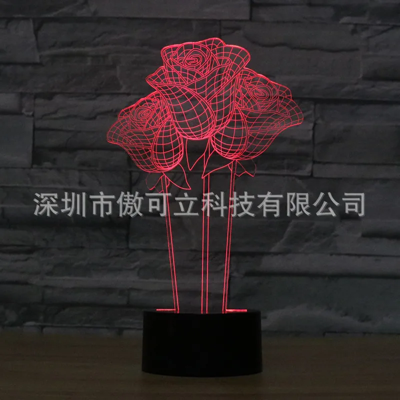 

Rose LED Night Lights Gradient Colorful 3D LED Visual Atmosphere Table Lamp