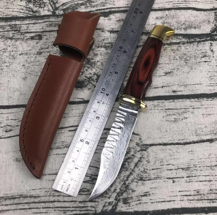 PSRK Handmade Damascus fixed hunting knife VG10 Damascus steel Ebony