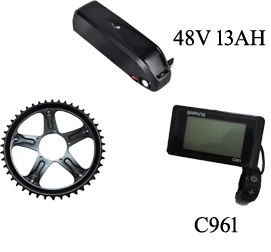 ЕС CA NZ нет налога! Bafang mid drive kit BBS02 48 Вольт 750 Вт eBike комплект гидравлический тормоз для MTB+ 48 в 52 в 13Ah 15Ah аккумулятор - Цвет: 13Ah C961 display