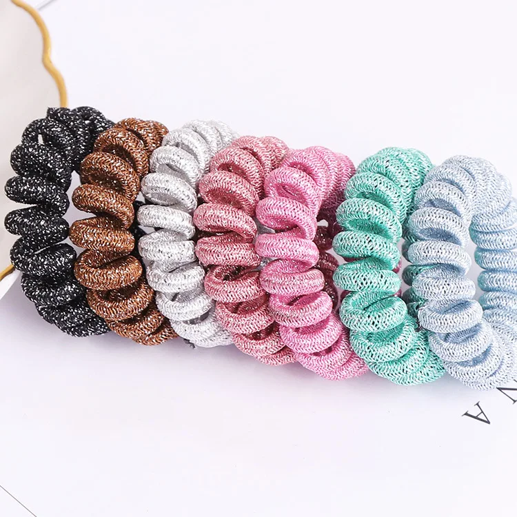 Women Hair Accessories Candy Color Telephone Ring Elastic Hair Bands Spring Bands