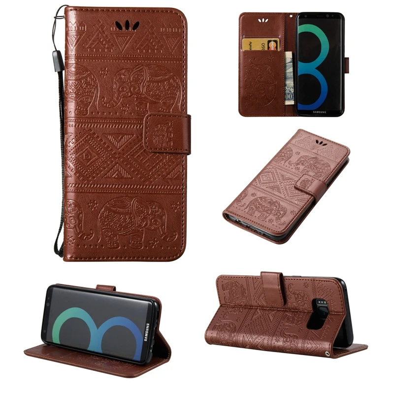 Luxury Elephant Skins Leather Case Flip Stand Wallet Full Protective Cover For Samsung Galaxy S3 S4 S5 S6 Edge S7 S8 Plus | Мобильные