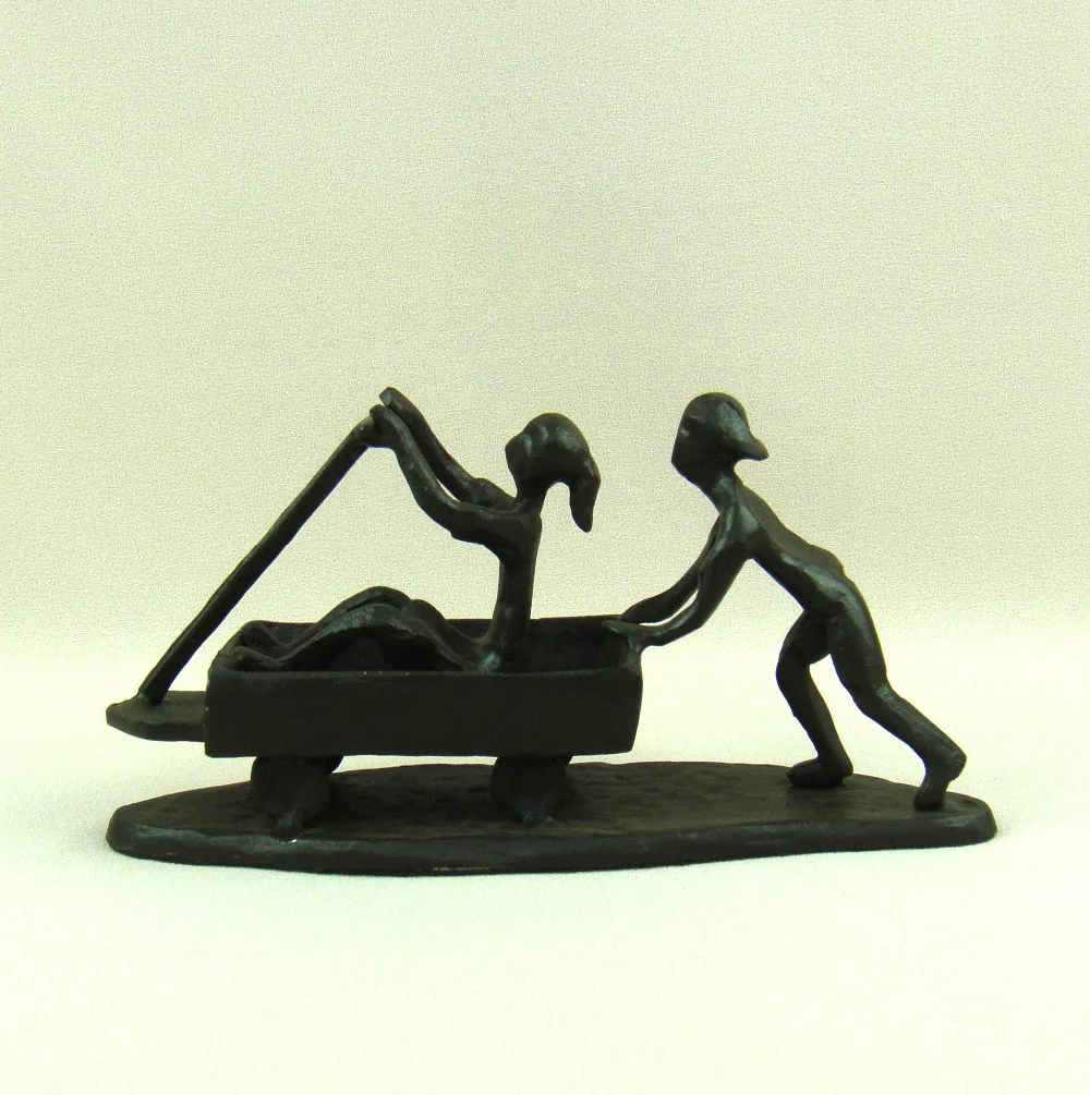 Старинная литейная чугунная тележка Детские миниатюры Детская металлическая
