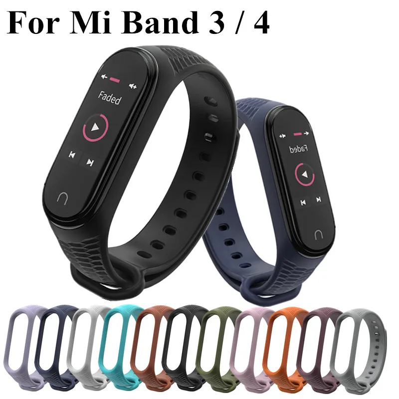 Ремешок силиконовый для xiaomi Mi Band 4 3 спортивный браслет смарт часов band