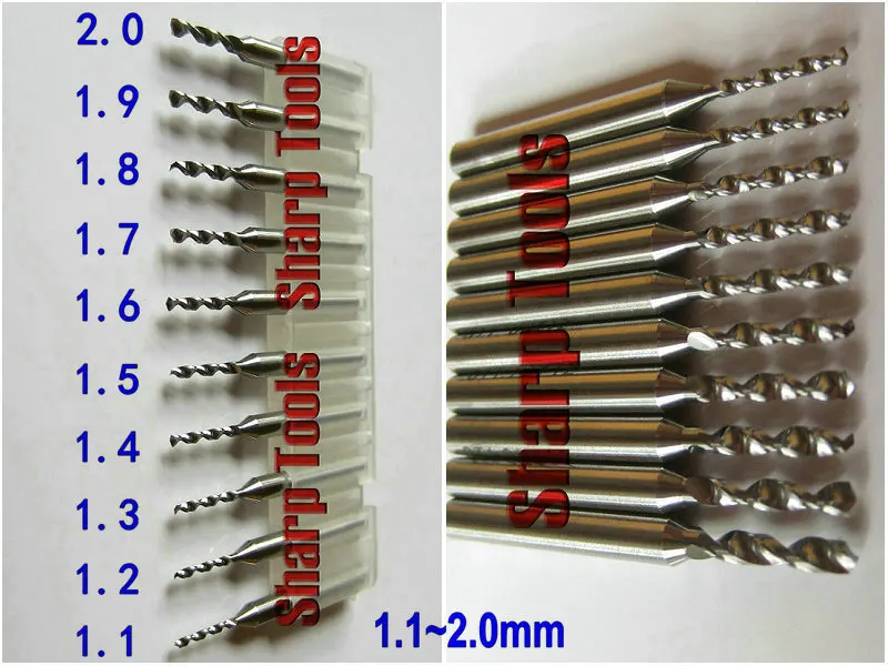 1.1mm 2.0mm Mini PCB Drill, 10 sizes PCB Drill Set for Precision Carving Print Circuit Board