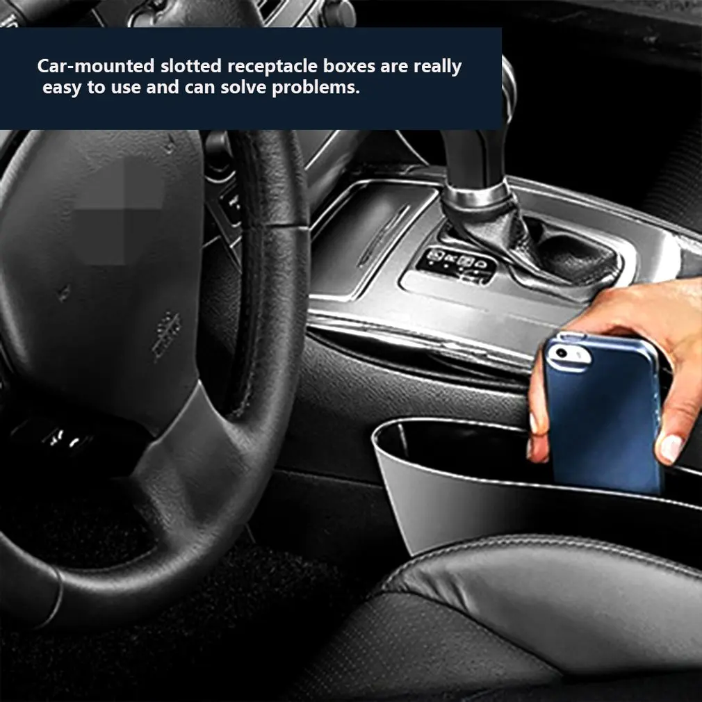 

Black Car Storage Box Gap Filler Plastic Console Pocket Organizer Interior Accessories Car Seat Side Drop Caddy Catcher Hot