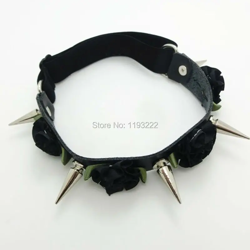 Каваи сексуальные искусственная кожа цветок ноги подвязка шипы кольцо панк