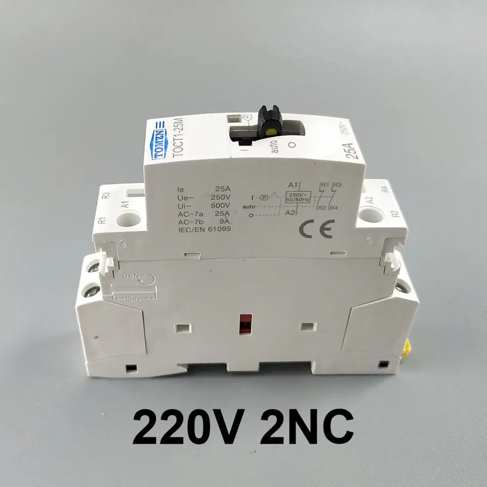 TOCT1 Американская классификация проводов 2р 25A 220 V/230 V 50/60HZ Din rail бытовой ac Контактор В соответствии с стандартом с ручным Управление переключатель 2NO или 1NO 1NC или 2NC - Цвет: 2NC