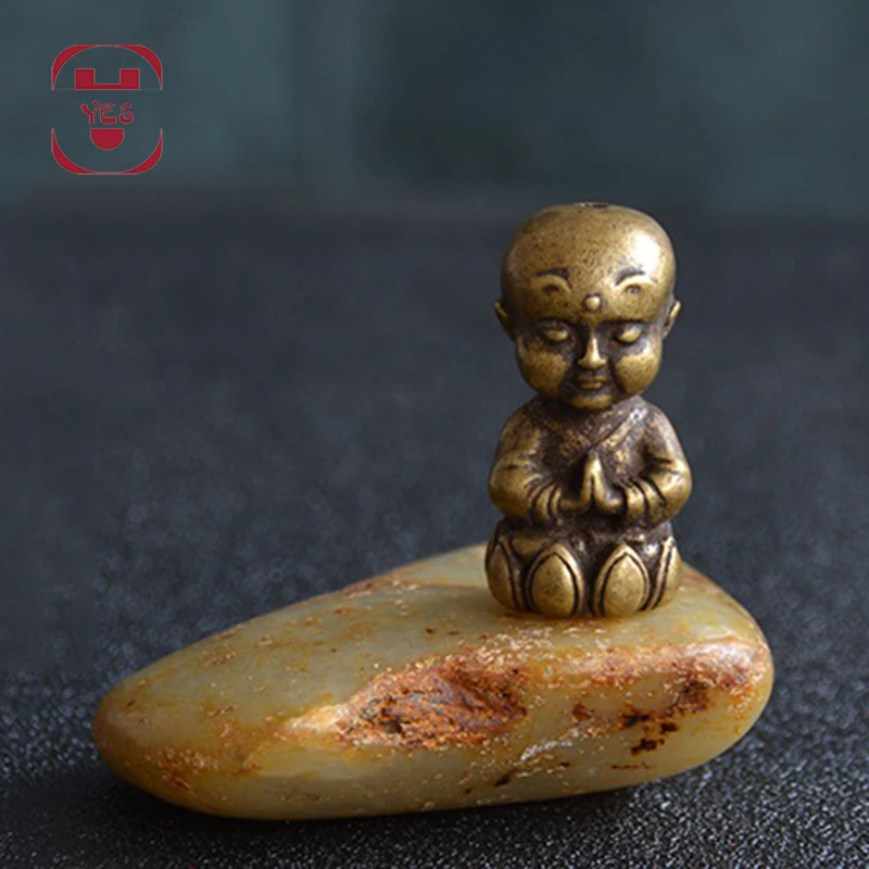 

Vintage Brass Mini Cute Buddha Statue Incense Holder Decoration Temple Yoga Religious Meditation Wine Cabinet Ornaments Gift
