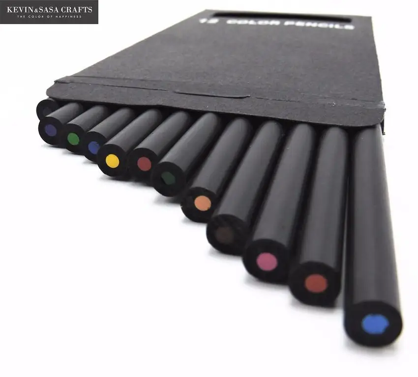 12Colors/Set Color Pencil Set Black Wooden 12 Different School Colour  Pencils Colored Quality Art Supplies Pencil Drawing Kids