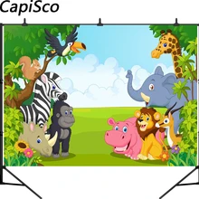 Capisco Jungle Safari Temalı hayvanlar doğum günü parti banner fotoğraf arka plan Bebek duş vinil fotoğraf arka planında