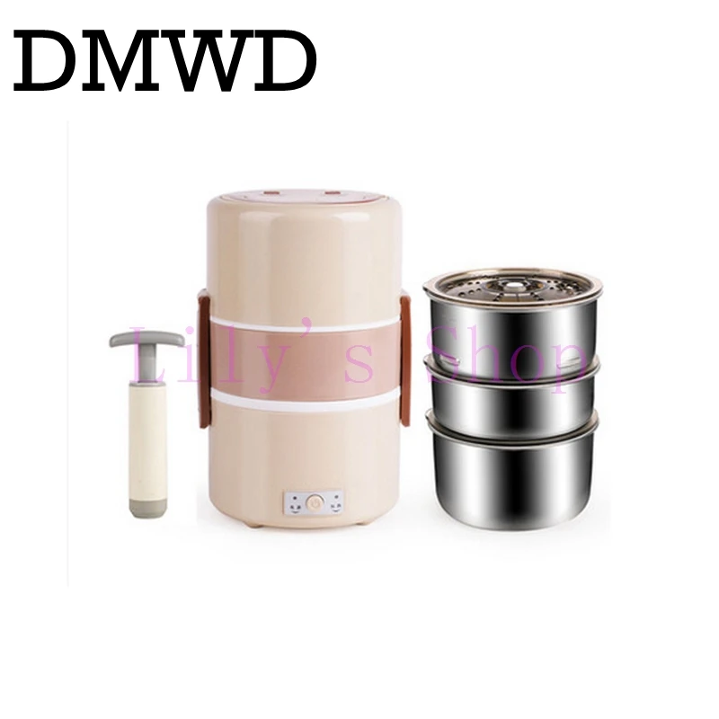 DMWD Electric Heating Lunch Box Three-layer Thermo Lunchbox Vacuum Sealing Food Container Warmer Mini Rice Cooker Steamer 1.8L DMWD Electric Heating Lunch Box Three-layer Thermo Lunchbox Vacuum Sealing Food Container Warmer Mini Rice Cooker Steamer 1.8L