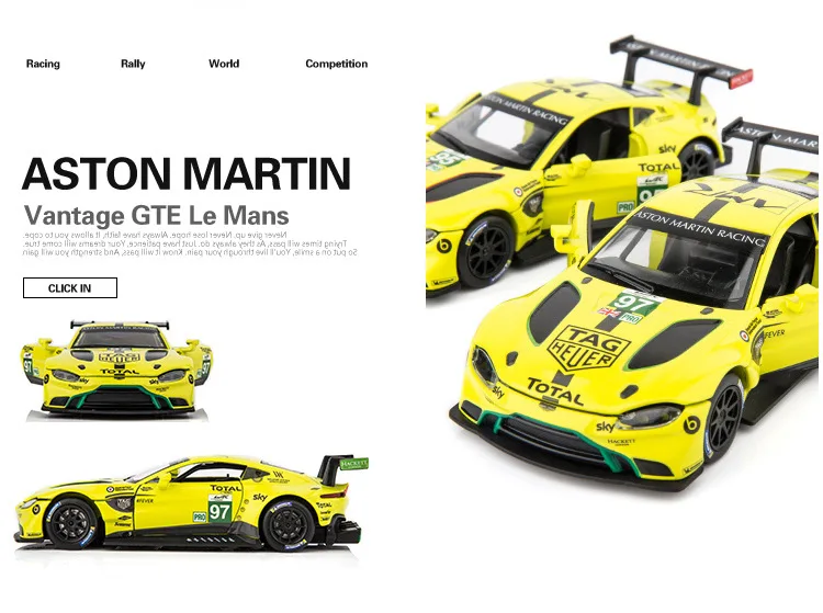 1:32 Martin vantage GTE Le Mans, модель спортивного автомобиля из сплава, литая под давлением, три двери, открывающийся звуковой светильник, Супер гоночный