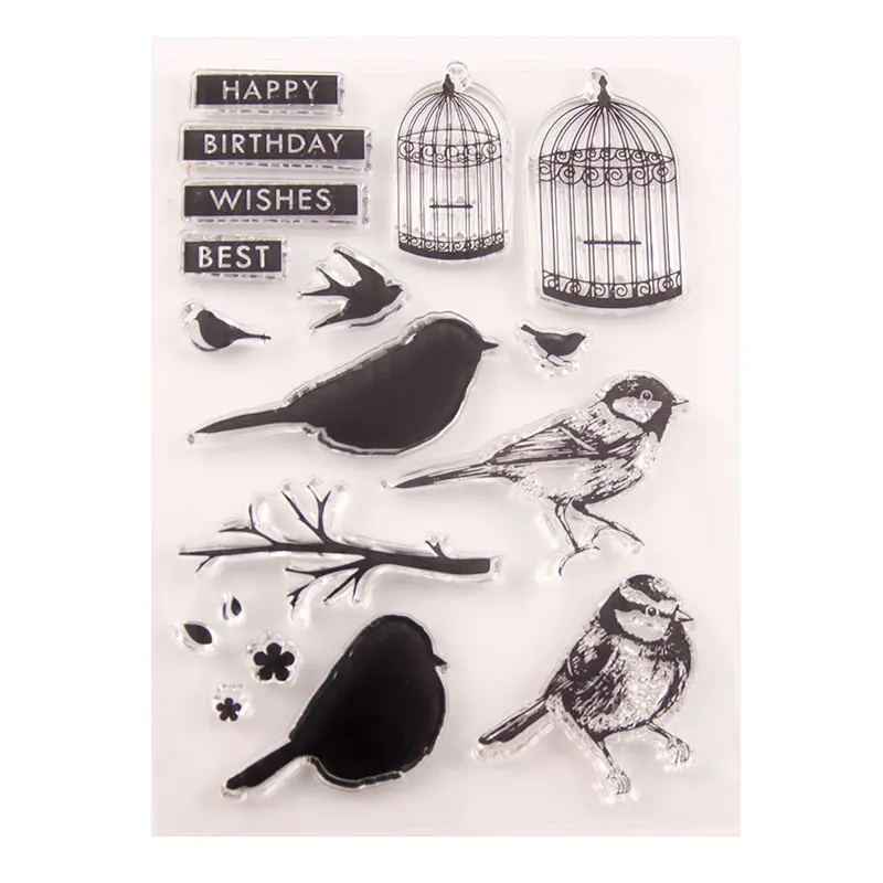 

Bird Clear stamp with die set New Birthday craft stamp and dies Animal seal for Diy scrapbooking paper card making