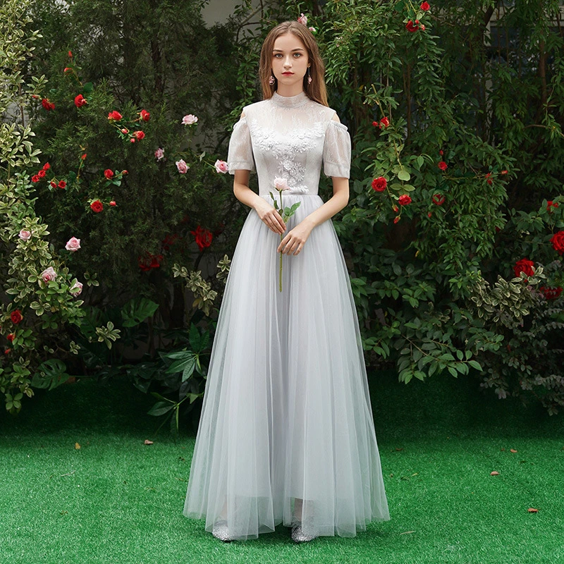 Vestidos grises para dama de honor, de fiesta de boda para mujer, Invierno 2019, vestidos elegantes de noche para ceremonia graduación, vino y banquete|Vestidos para dama de honor| AliExpress