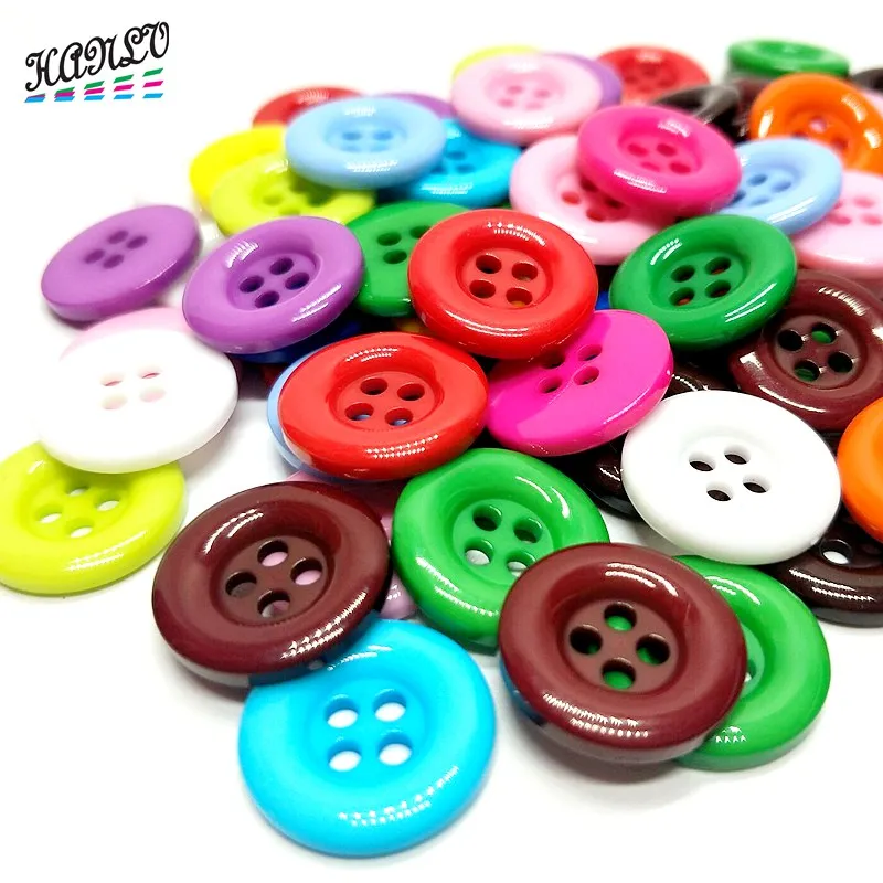 

18MM 30/50/80PCS 4 Holes Candy Colors Mixed Resin Buttons Garment Sewing Accessories DIY Scrapbooking