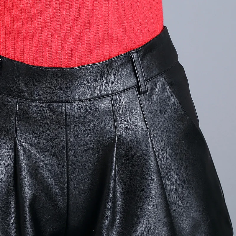 Fashion Women PU leather Shorts Female Loose Fit Draped Sexy Shorts Night Club Mini Short Pants For Female Wide leg Shorts N747 Fashion Women PU leather Shorts Female Loose Fit Draped Sexy Shorts Night Club Mini Short Pants For Female Wide leg Shorts N747