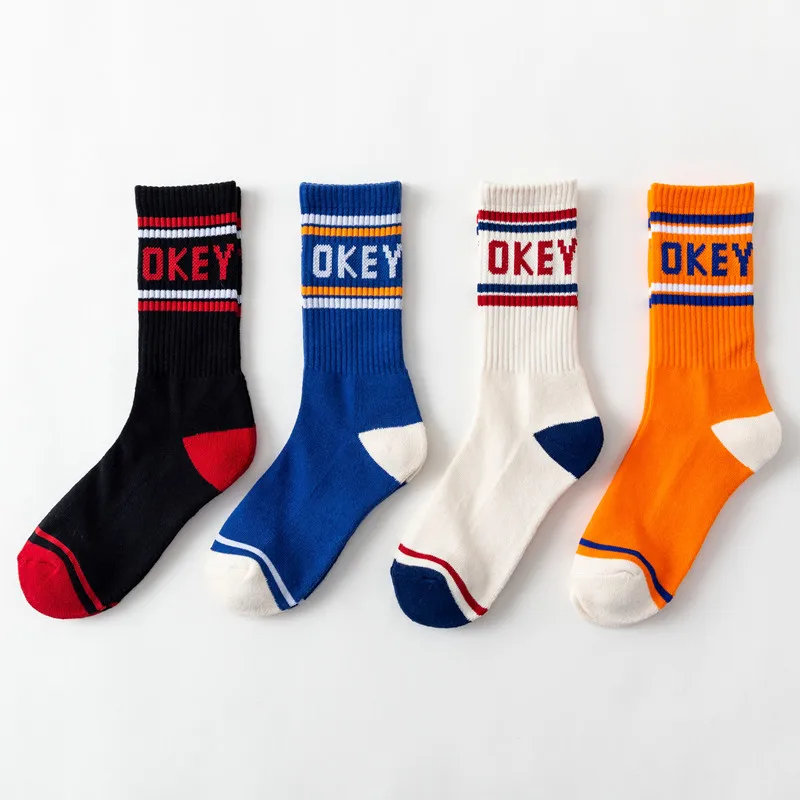 

Harajuku Men Okey Patterned Unisex Funny Skateboard Sock Cotton Warm Letter Striped Happy Art Hip Hop Socks Casual Original Sox