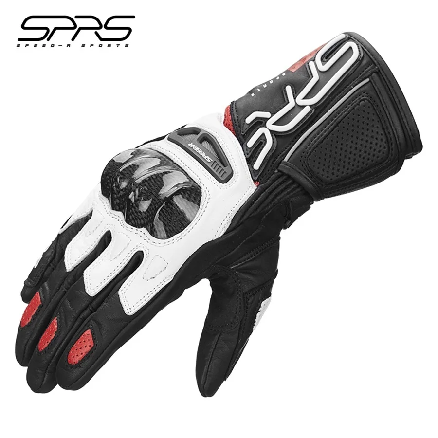 

SPRS All Season Men Racing Gloves Off-road Athletics Cowhide Leather Carbon Fiber Moto Motorcycle Long Sports Car Gloves