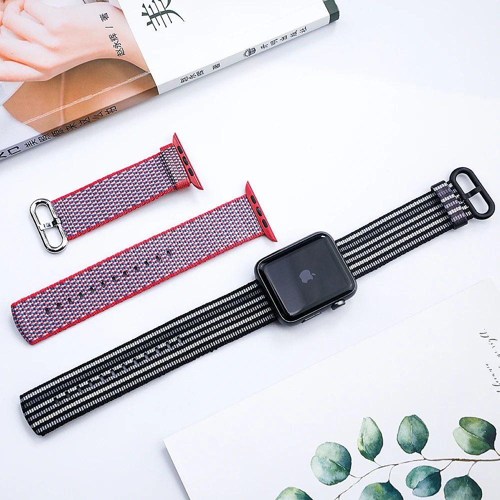 Ремешок Nato для apple watch Band apple watch 4 3 band 42 мм 44 мм iwatch band 38 мм 40 мм pulseira correa тканый нейлоновый браслет ремень