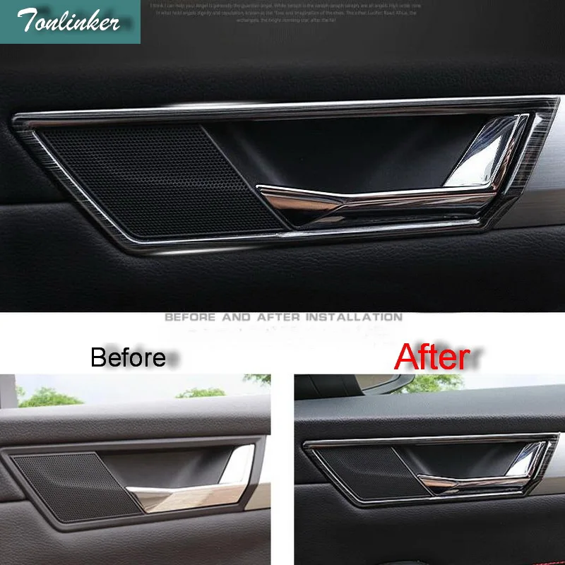 

Tonlinker Cover Case Stickers for SKODA SUPERB 2016-17 Car Styling 4 PCS stainless steel door handle interior cover sticker