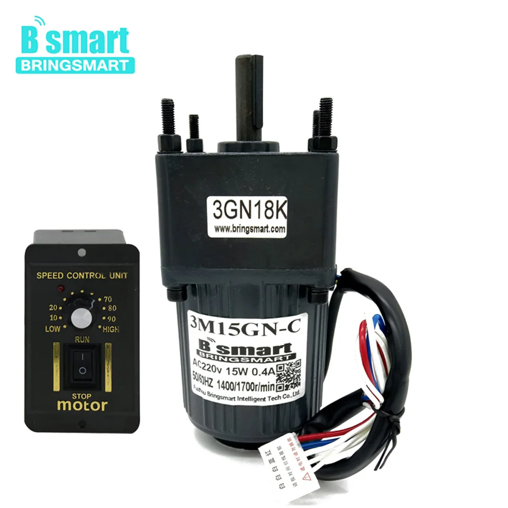 Bringsmart-3M15GN-C однофазный двигателем постоянного тока однофазный электродвигатель 220V 50Hz/60Hz асинхронный двигатель обратный с моторный накопитель переменного тока Скорость контроллер