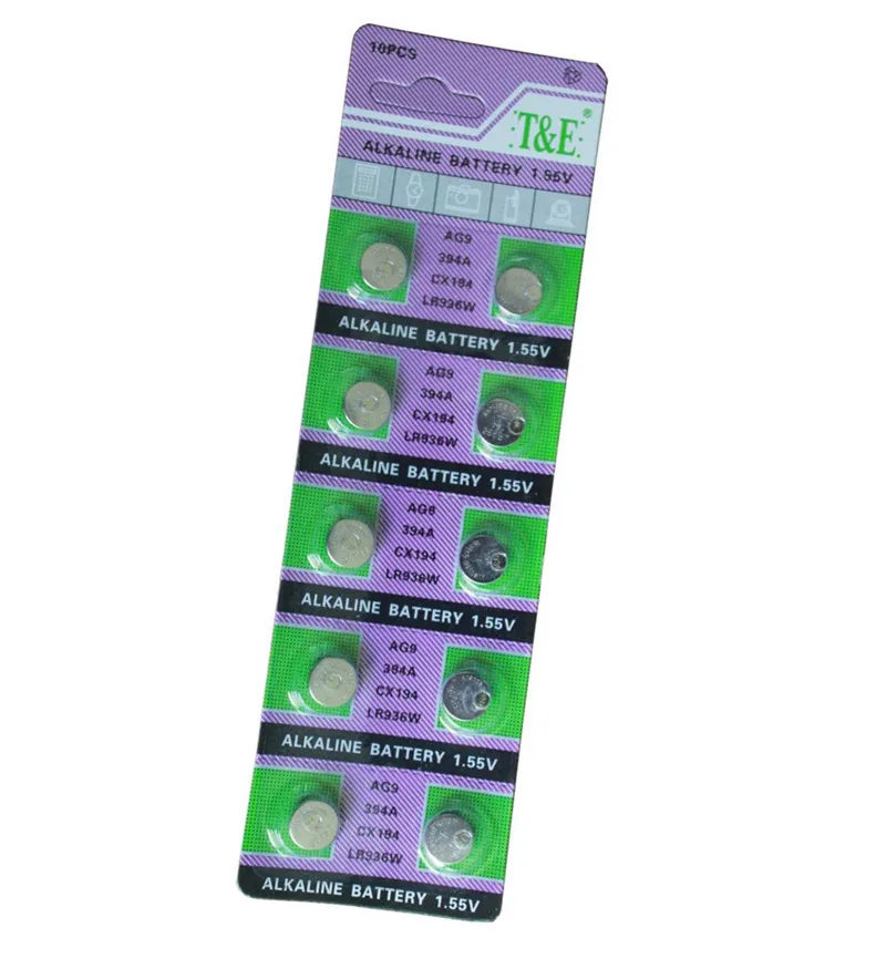 

10 Pieces 1.55V AG9 LR936 394 SR936SW 194 V394 Button Coin Cell Alkaline Battery