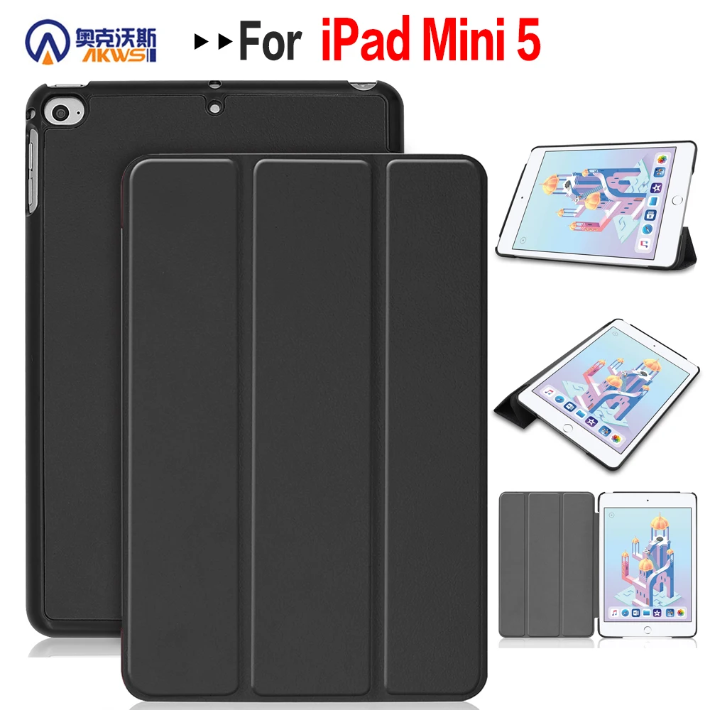 

Walkers Protective Cover Case for New Apple Ipad Mini 5 7.9 Inch Tablet 2019 Flip Case Black for iPad mini 4 +gift