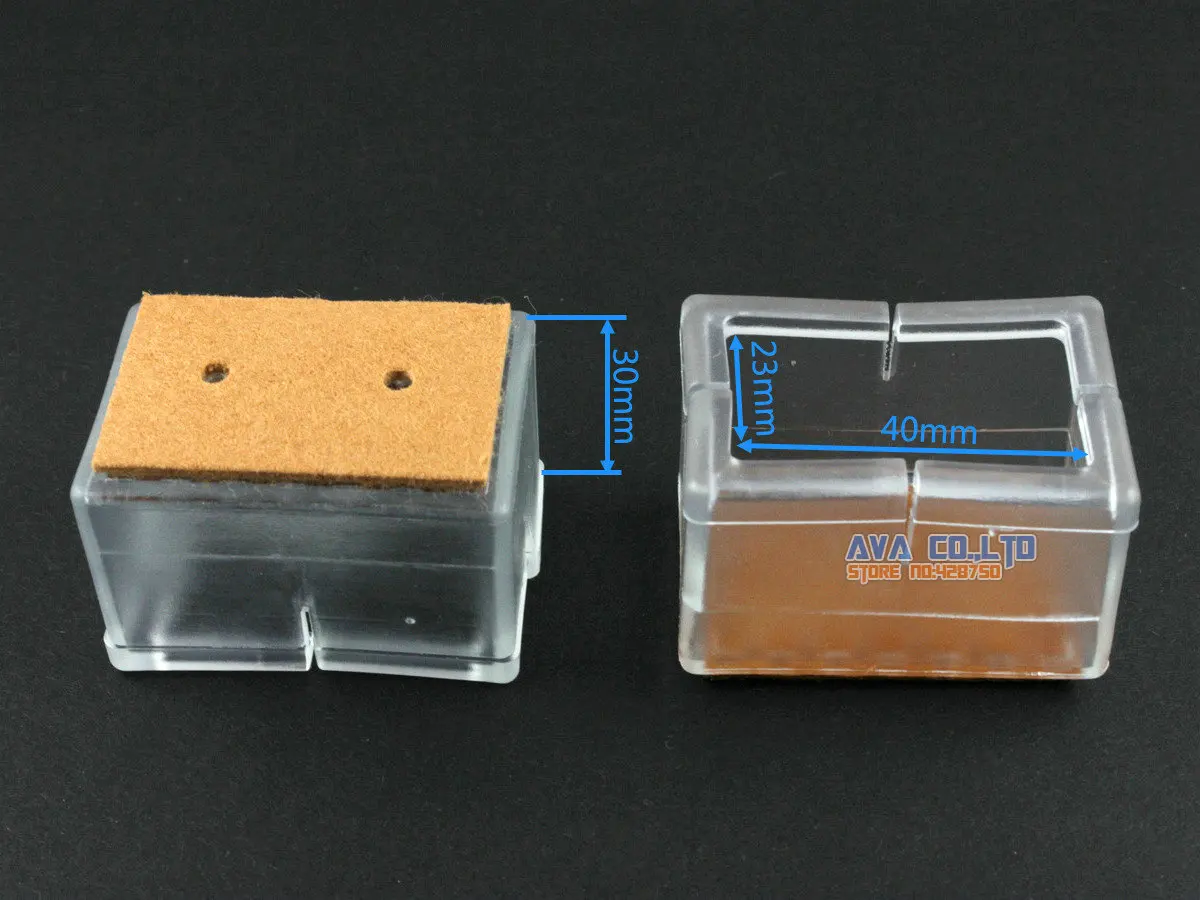 12 Pcs 40*23mm chair leg cap rubber feet protector pad cover rectangle felt base