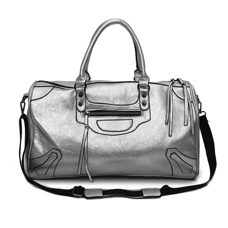 

New Pu Leather Women Travel Bag Large Capacity Travel Luggage Bag High Quality Men Weekend Fitness Bag Portable Sports Gym Bag