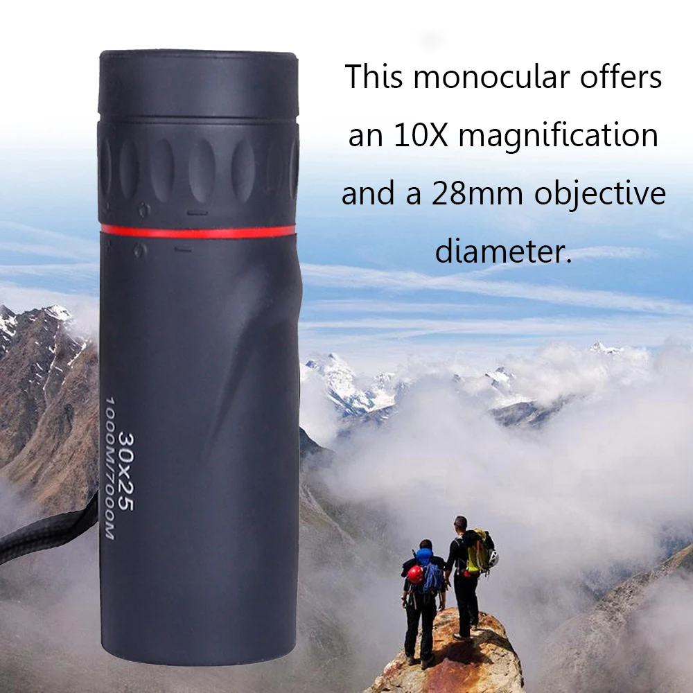 

30x25 HD Optical Monocular Low Not Support Night Vision Waterproof Mini Portable Focus Telescope Zoomable 10X Scope for Travel
