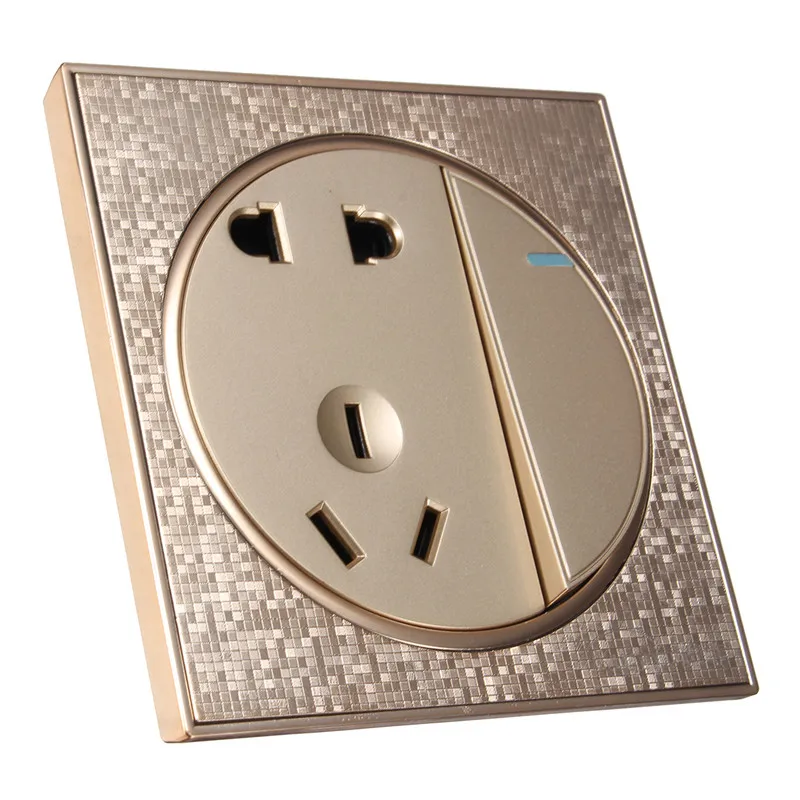 

86 Wall Switch 5 Holes with Switch Socket Panel 1 Gang 1 Way Touch Switch Socket 10A/250V Hotel Champagne Gold Popular