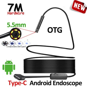 

5.5mm Len 6LED Android USB Type C Endoscope Camera 7M Flexible Hardwire Snake USB Type C IP67 Waterproof Tube Inspection Camera