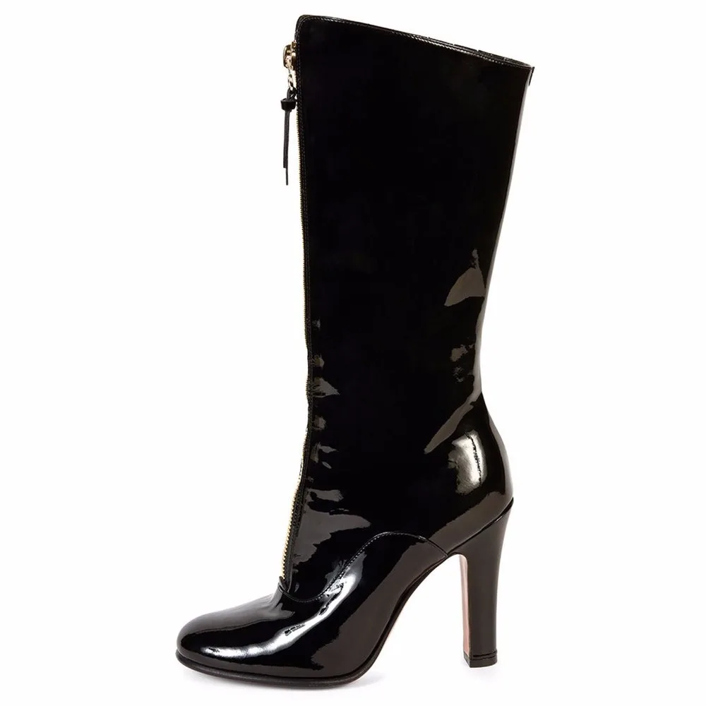 black boots with square heel