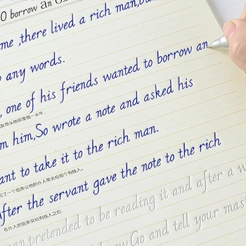 

1pcs Famous Quotes Italian Italic English Calligraphy practicing Groove Copybook Automatic Fade Reusable Calligraphy Book