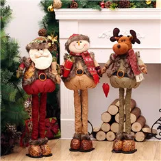 Рождественские украшения, выдвижная стоящая игрушка, 2 шт., Санта Клаус+ снеговик, кукла, Рождественский подарок на день рождения для друга, любовника, семьи