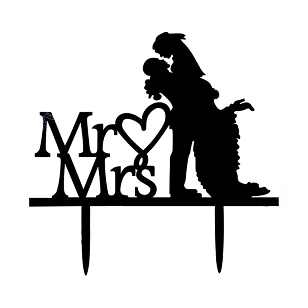2019 акриловый Mr Mrs Sign Жених сердце силуэт свадебный торт Topper украшение|Товары для