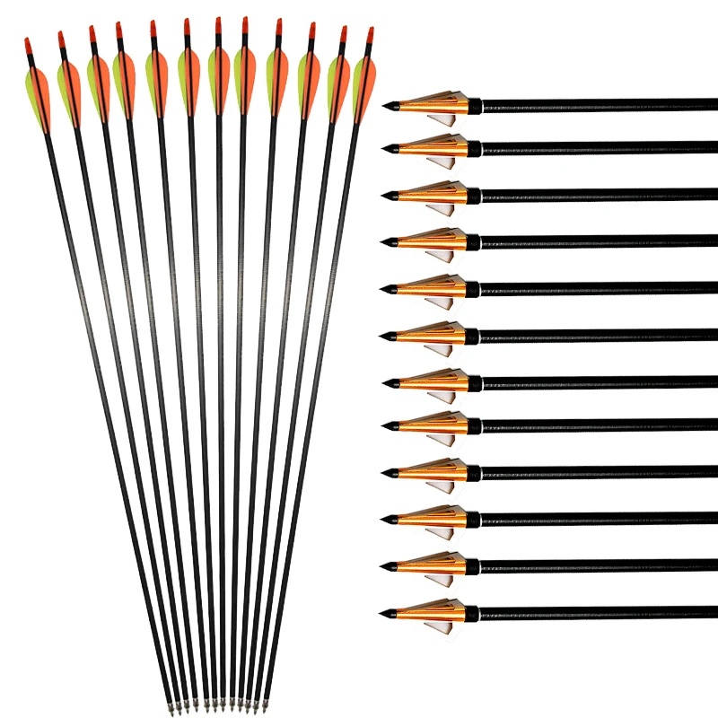 12pcs archery mixed carbon arrows spine 400 with 12pcs archery