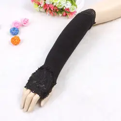 Корейская версия новой модные хлопковые перчатки женские кружевные утепленные рука Устанавливает открытыми пальцами Половина Finger прямые