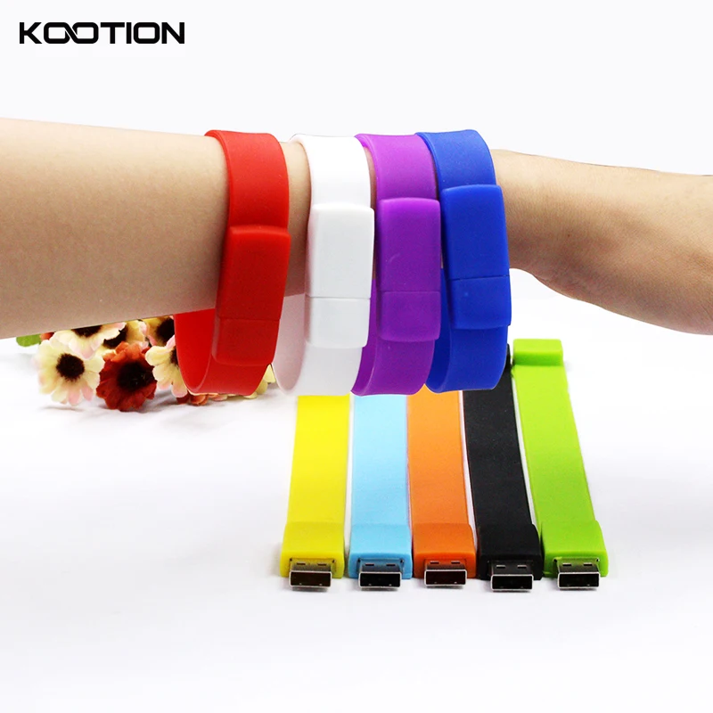 Candy Color Silicone Wristband USB 2.0 Flash Drive 32GB 64GB Pendrive