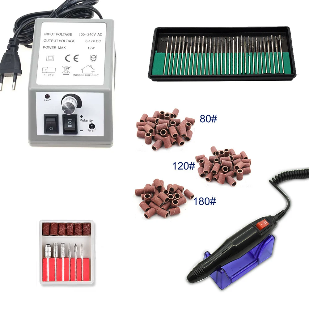 35000/20000RPM электрическая дрель для ногтей, педикюрные пилки, аксессуары для педикюра, набор для педикюра+ 30 шт. сверло для ногтей+ 150 шт. шлифовальные инструменты для ногтей