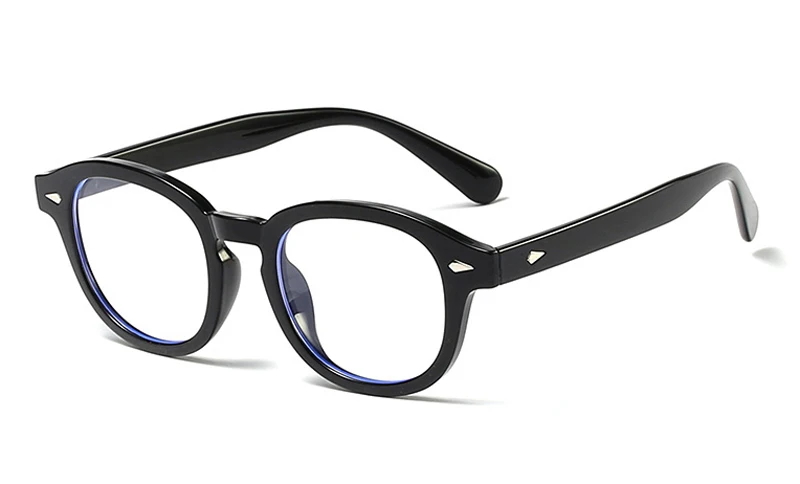 black with clear Очки Peekaboo с заклепками в стиле ретро tr90 для мужчин, оптические очки унисекс для игр, компьютерные, анти-синий светильник, очки для женщин, черный леопард - Цвет оправы: black with clear