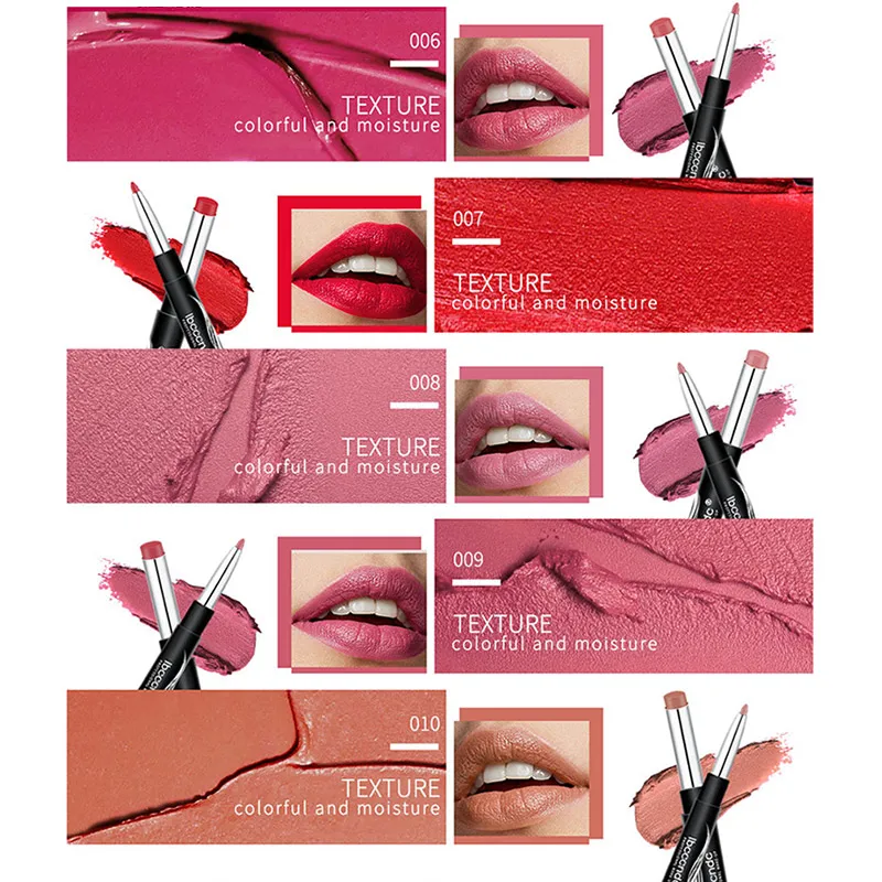 1 Pcs 10 Color Double-end Lipsticks Lasting Lipliner Waterproof Moisturizer Matte Lip Stick Pencil OR88