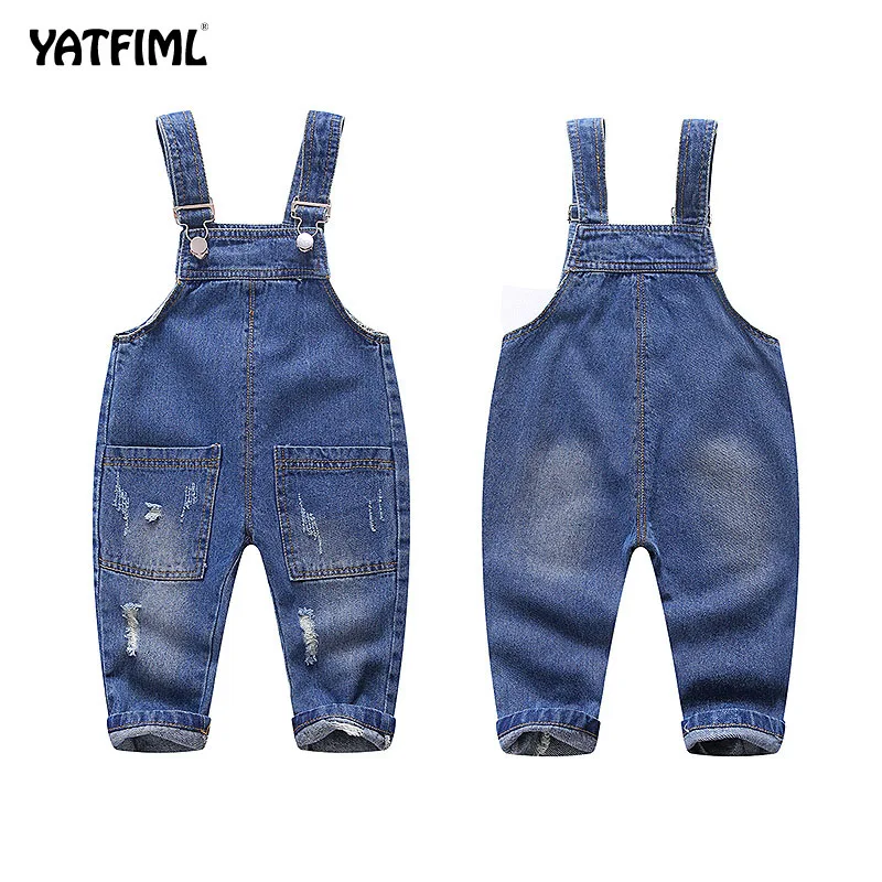 Новинка 2018 демисезонный джинсовый комбинезон YATFIML для младенцев маленьких