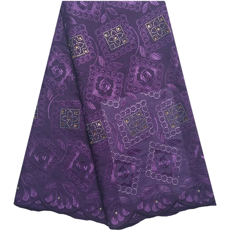 Best Sale Lace Cotton Swiss Voile Laces Purple Color African Material Fabric Embroidered For Party F1339 | Дом и сад
