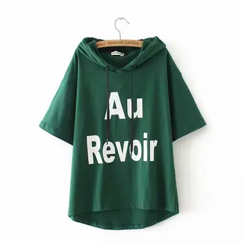 

Plus Size Women Hooded T-Shirt Casual Short Sleeve Tops Loose Shirts